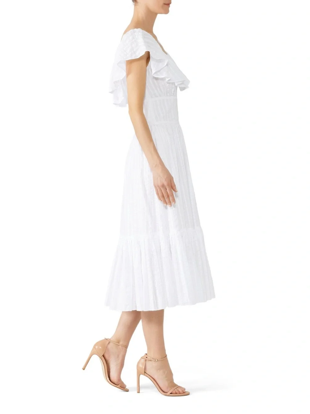 NWT Tory Burch Striped White Seersucker Dress Size 8 Retail $448